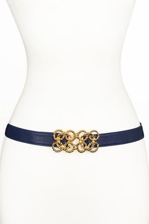 Raina Torchon Rope Buckle Leather Belt in Navy at Nordstrom, Size Medium