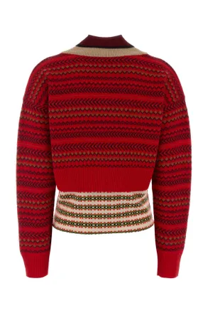 Dries Van Noten Jacquard Wool Viscose Sweater - Red