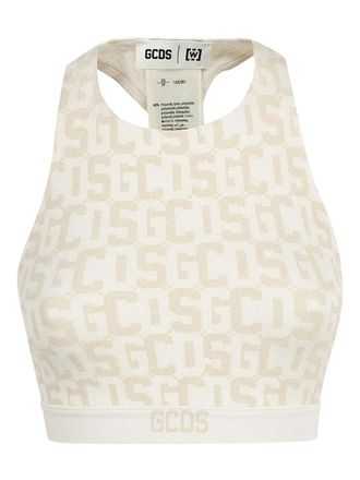 GCDS logo-jacquard racer-back top - Neutrals