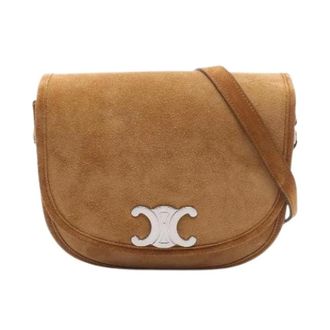 Celine Pre-owned Triomphe Suede Shoulder Bag - Dames - Pre-owned - Bruin - Maat: ONE Size Su&egrave;de