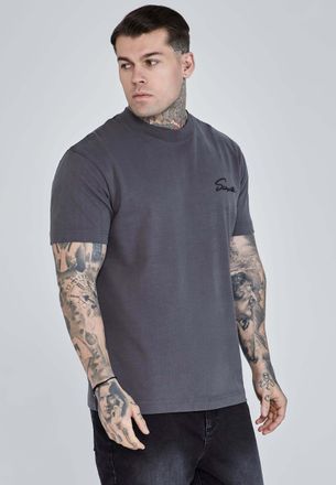 Siksilk T-Shirt SIKSILK Siksilk T-Shirt Script T-Shirt, Herren, Gr. M, grau, Obermaterial: 100% Baumwolle CO., Shirts T-Shirt