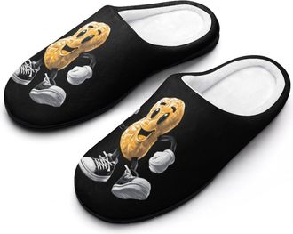 Generic Cute Cartoon Peanut Mens House Slippers Memory Foam Washable Cotton Slip on Home Shoes