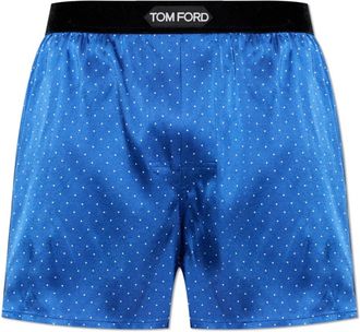 Tom Ford Silk Boxers with Logo - Heren - Onderbroek - Blauw - S - Ondergoed