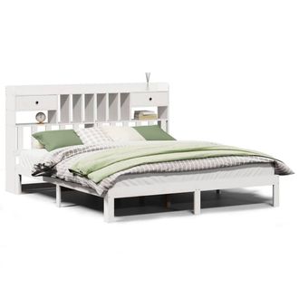 Berkfield Home Bookcase Bed without Mattress White 180x200cm Solid Wood Pine | Size: Super King