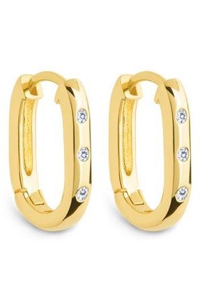 Sterling Forever Casey Cubic Zirconia Rectangular Hoop Earrings in Gold at Nordstrom Rack