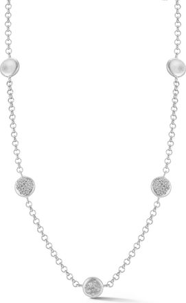 Glaze Jewelry Sterling Silver Button Station Necklace