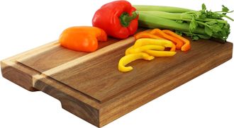 MegaChef 15.5 x 12 Inch Acacia Wood 1.5 Inch Thick Carving and Cutting Serving Butcher Board with Juice Groove