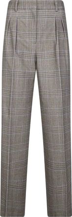 Circolo 1901 Pantalones de Pana Pr&iacute;ncipe de Gales con Doble Pinza y Forro Ligero - Trousers - Mujer - Marr&oacute;n - 2XS