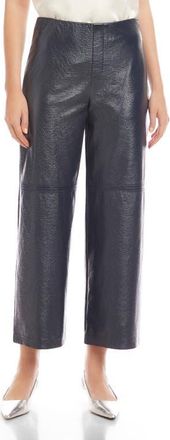 Fifteen Twenty Crop Wide Leg Patent Faux Leather Pants in Navy at Nordstrom, Size Large