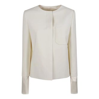 Courr&egrave;ges Giacca Sartoriale con Dettagli in Raso - - Jackets - Donna - Bianco - S