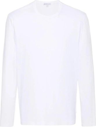 James Perse Pima Cotton Long Sleeve Crew T-Shirt - Heren - Longsleeves - Wit - XS - Katoen - Tops