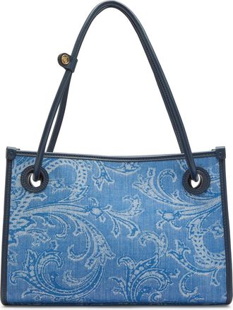 Etro Shopping Jacquard Leather and Denim Tote bag - One Size