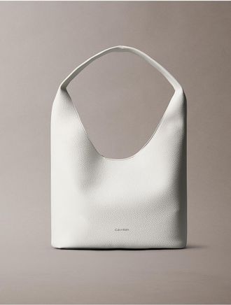 Calvin Klein Womens Pebble Grain Slouchy Bag - White