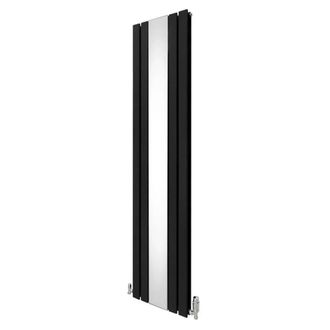 MonsterShop Flat Mirror Radiator & Valves - 1800mm x 425mm - Black