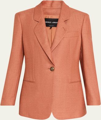 Giorgio Armani Silk-Wool Single-Breasted Blazer Jacket