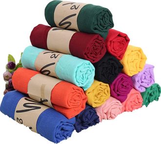 Generic Chic Ladies Cotton Blend Crinkle Distressed Effect Scarf with Fringed Edges (Random)