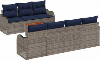 vidaXL Set Divano Da Giardino 8 Pz Grigio Polyrattan Vidaxl