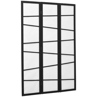 HOMCOM Paravento Pieghevole In Legno Da 3 Pannelli 120x170cm, Nero E Bianco - Homcom