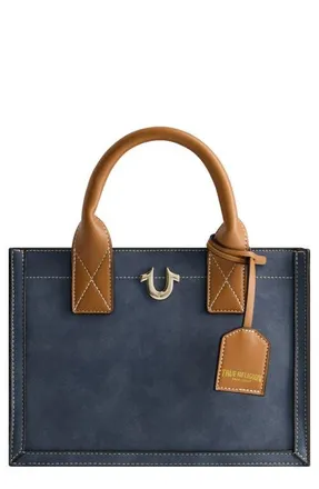 True Religion Modern Edge Suede Tote in Blue at Nordstrom