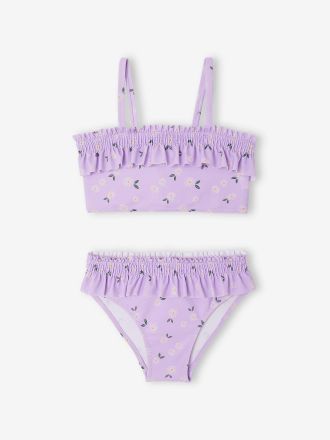 Vertbaudet M&auml;dchen Bikini mit gesmoktem Oberteil lila