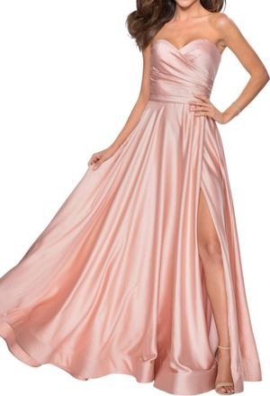 La Femme Strapless Gown In Blush