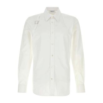 Alexander McQueen Alexander McQueen, Formal Shirts, male, White, Size: M White Poplin Shirt for Men