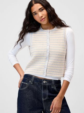Twik Womens Striped ribbed knit vest