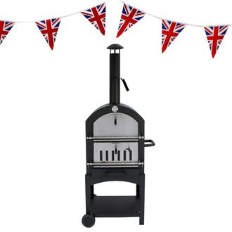 MonsterShop Outdoor Pizza Oven, Peel & Union Jack Bunting in Black