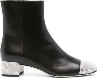 Rene Caovilla 40mm Bonnie ankle boots - women - Calf Leather/glass/Calf Leather/Calf Leather - 41 - Black