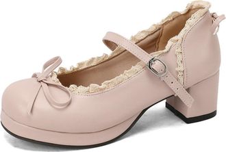 Generic Womens Mary Jane Pumps with Chunky Heel Sweet Style Shoes for Lolita,Pink,5.5 UK