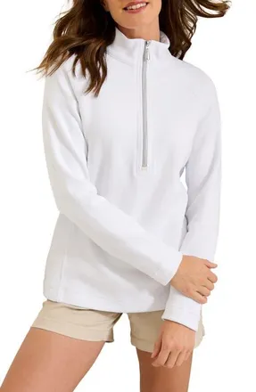 Tommy Bahama New Aruba Stretch Cotton Half Zip Pullover in White at Nordstrom, Size X-Small