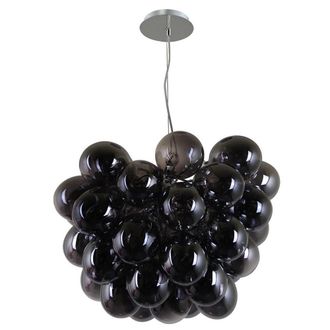 Netlighting Modern Hanging Pendant Chrome 8 Light with Smoky Shade G9 in Grey