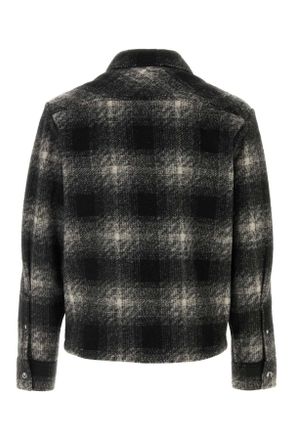 Moncler Wool-Blend Plaid Jacket - Gray