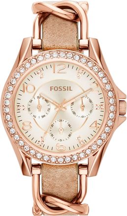 Fossil Womens Riley 38mm Multifunction, Rose Gold-Tone Stainless Steel Watch