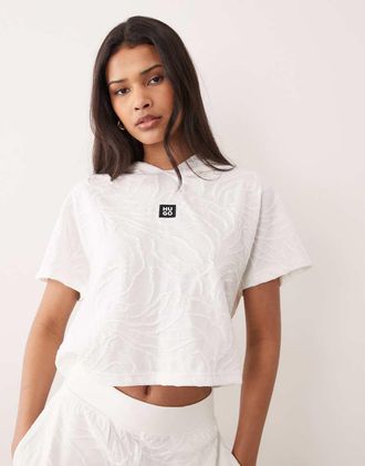 HUGO BOSS Top da casa con cappuccio bianco in coordinato