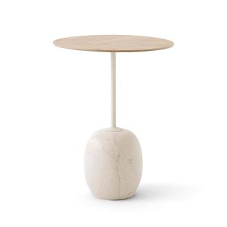 &tradition Lato Beistelltisch rund &Oslash; 40 cm, H 50 cm, Eiche / Crema Diva Marmor