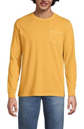 Lands End Super-T Long Sleeve T-Shirt with Pocket in Washed Mango Garment Dye at Nordstrom, Size Xx-Large