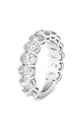 HauteCarat 3/4 Oval Cut Lab Created Diamond Eternity Ring in White Gold at Nordstrom, Size 4.5
