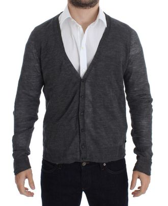 Costume National Mens Charcoal Grey Wool Cardigan Buttonfront - Size EU 50 (Mens)