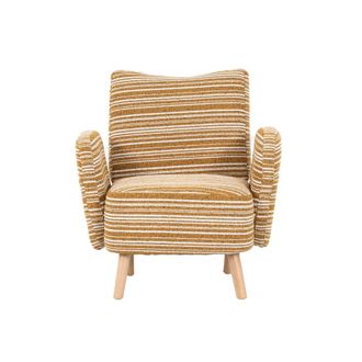 Urban Meuble Sill&oacute;n vintage en tejido boucl&eacute; de rayas amarillo mostaza y blanco