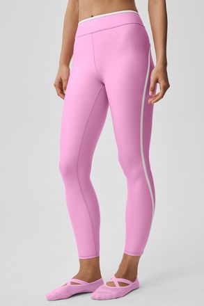 Alo | Airlift High Waist Charger 7/8 Legging in Candy Heart Pink/White Red, Size: Medium