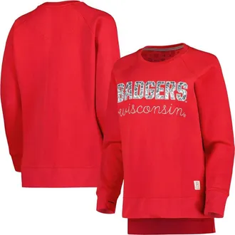 Pressbox Womens Pressbox Red Wisconsin Badgers Steamboat Animal Print Raglan Pullover Sweatshirt at Nordstrom, Size Small