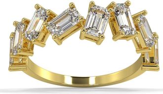 Pompeii3 2 1/2Ct Emerald Cut Moissanite Wedding Ring in 10k White, Yellow, or Rose Gold