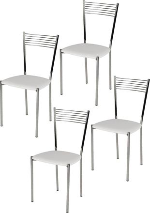Tommychairs Tommychairs 4 Sillas Elegance Acero Cromado, Asiento Polipiel Blanco