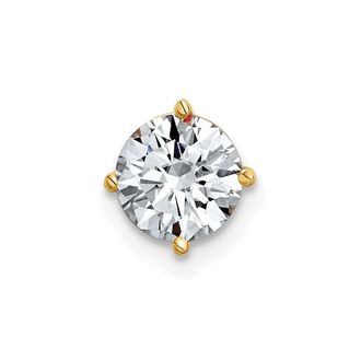 Diamond2Deal 14k Yellow Gold 1ct. 6.5mm Round Moissanite Solitaire Chain Slide Pendant