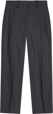 Ganni pleated pinstripe trousers - women - Recycled Polyester/Viscose/Elastane - 52 - Grey