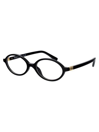 Miu Miu 0MU Black Acetate Oval Eyeglasses - Black