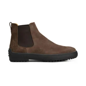 Tod's Schoenen, Heren, Bruin, 40 1/2 EU, Leer, Tronchetto Elastico Winter Gomm 84L