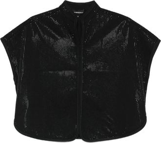 Emporio Armani zip-up top - women - Lyocell/Cotton - 38 - Black