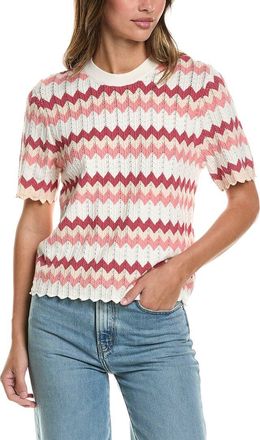 Adrianna Papell Chevron Striped Crewneck Pullover